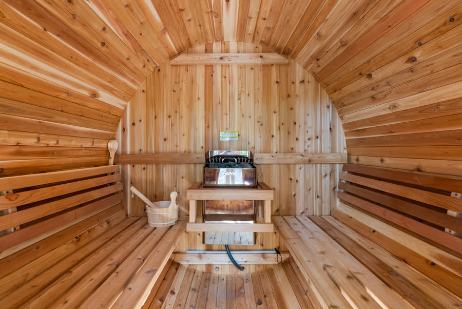 Cedar barrel sauna interior